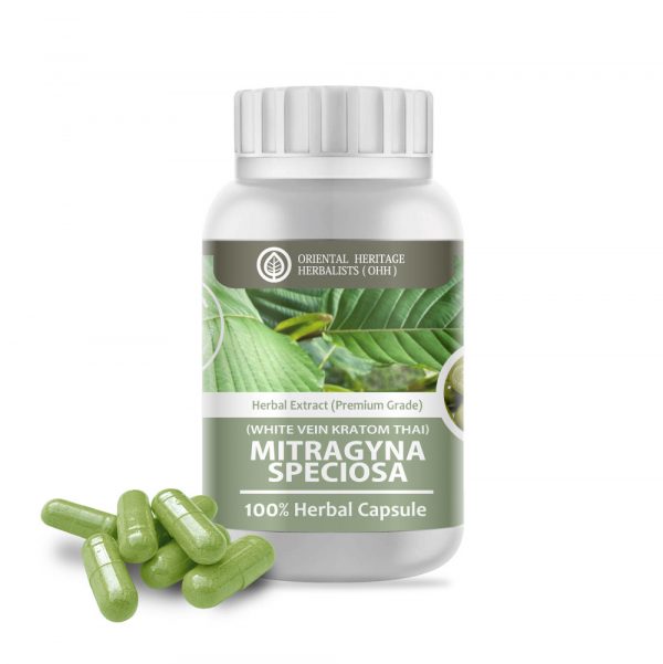 Mitragyna Speciosa (White Vein Kratom) Herb 60 Capsules