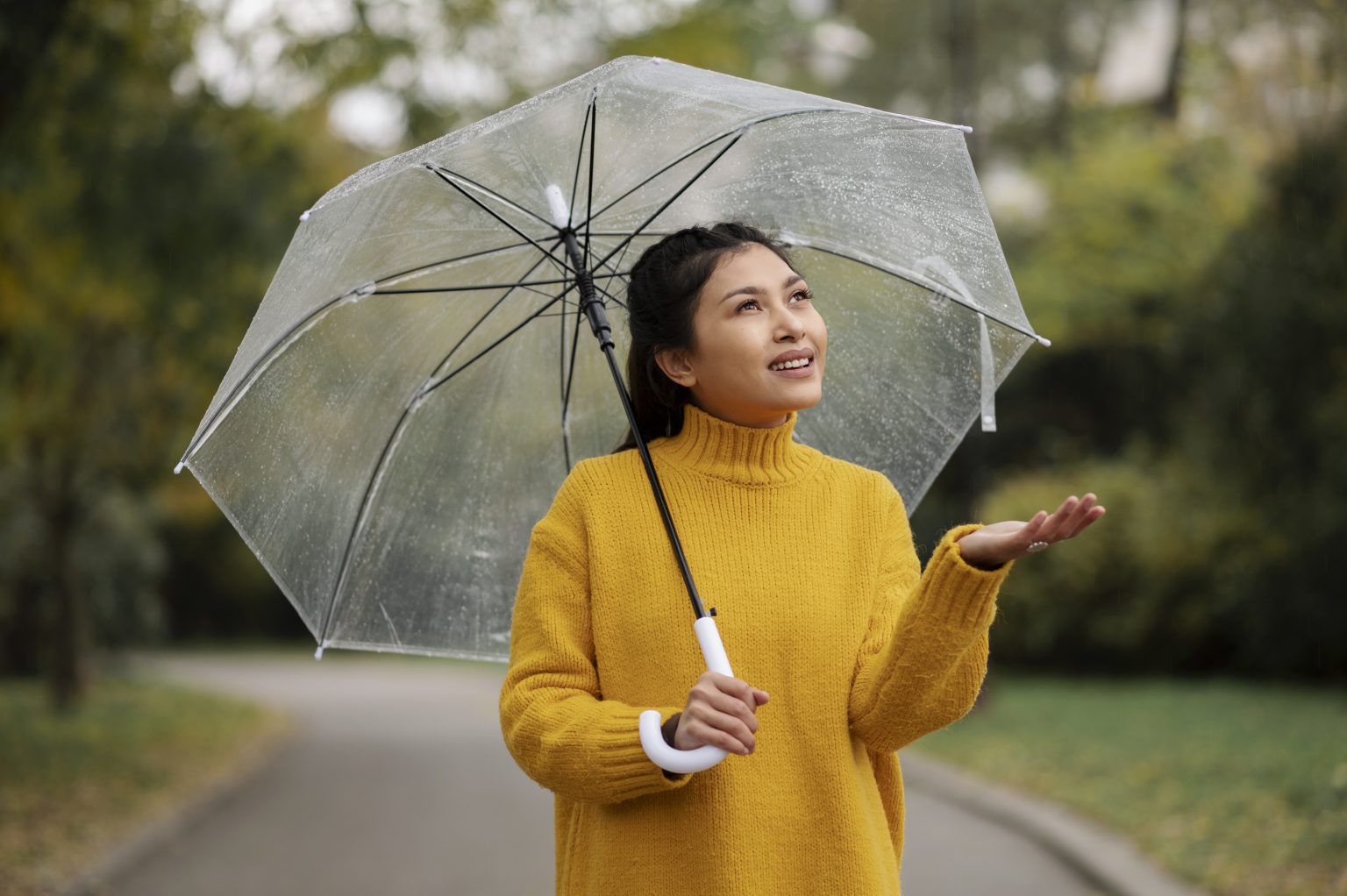 Rain Portrait Young Beatiful Woman With Umbrella 1536x1022
