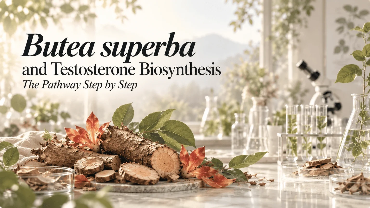 Butea superba roots and flowers in a botanical research laboratory