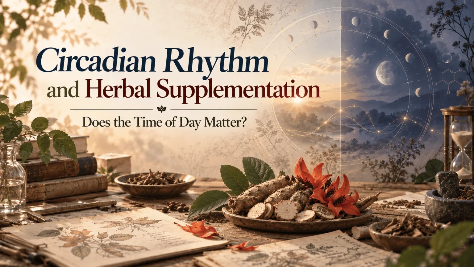Circadian rhythm and herbal supplement timing with botanical herbs and a 24-hour biological clock