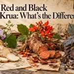 White, red and black Kwao Krua roots and flowers shown side by side